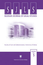 Okładka - Silesian Journal of Legal Studies. Contents Vol. 5 - red. Barbara Mikołajczyk