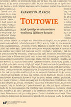 Okładka - Toutowie. Język i pamięć w ustanawianiu wspólnoty Wiślan w Banacie - Katarzyna Marcol