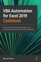 Okładka - VBA Automation for Excel 2019 Cookbook. Solutions to automate routine tasks and increase productivity with Excel and other MS Office applications - Mike Van Niekerk