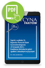 Okładka - Zapiski z wykładu 10. Kujawsko-Pomorski Dzień Gastroenterologiczny 25 listopada 2023 r. Eradykacja Helicobacter pylori zgodnie z aktualnymi wytycznymi - Jarosław Koza