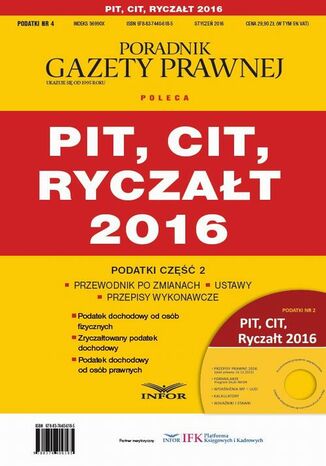 Podatki 2016/04 Podatki cz.2 PIT,CIT,Ryczałt 2016 Infor Pl - okladka książki
