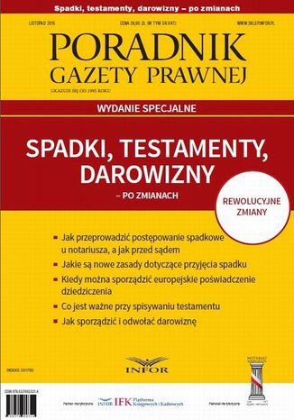 Spadki, testamenty, darowizny po zmianach Infor Pl - okladka książki