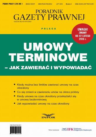 Umowy terminowe - jak zawierać i wypowiadać Infor Pl - okladka książki