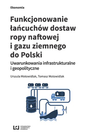 Funkcjonowanie łańcuchów dostaw ropy naftowej i gazu ziemnego do Polski. Uwarunkowania infrastrukturalne i geopolityczne Urszula Motowidlak, Tomasz Motowidlak - okladka książki