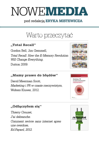 NOWE MEDIA pod redakcją Eryka Mistewicza: Warto przeczytać Eryk Mistewicz - okladka książki