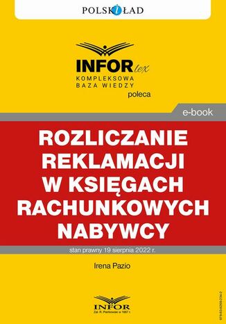Rozliczanie reklamacji w księgach rachunkowych nabywcy Irena Pazio - okladka książki
